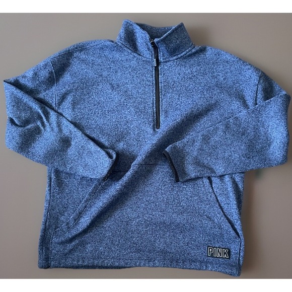 Victoria's Secret Tops - Victoria's Secret Pink 1/4 Quarter Zip Pullover Sweatshirt Blue WM Medium JBHS